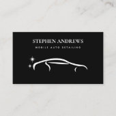 自動詳モダン細クリーニング自動修復ブラック 名刺 (正面)