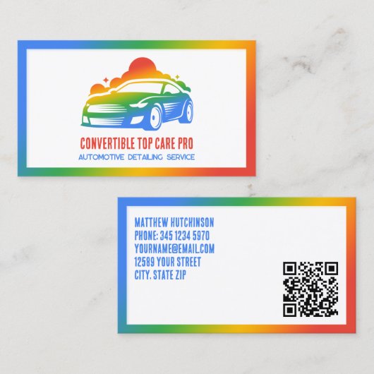 自動詳細カラフルカスタムQR 名刺 (正面/裏面)