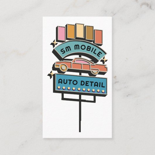 自動詳細カーウォッシュバルティングレトロヴィンテージ 名刺 (正面)