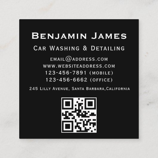 自動詳細洗車用QRコード スクエア名刺 (裏面)