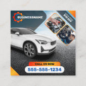 自動詳細自動補修カーレンタル自動車 スクエア名刺 (正面)