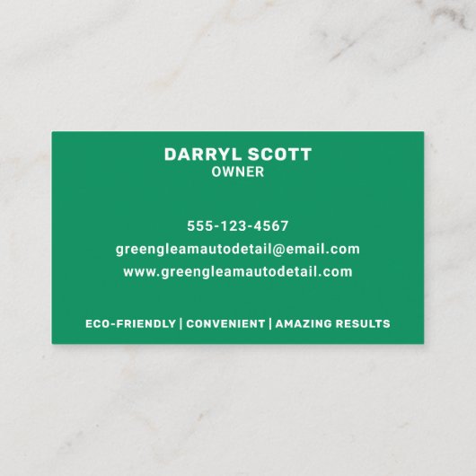 自動詳細車の洗車値エコグリーン 名刺 (裏面)