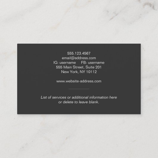 自動詳細金ゴールドライセンスプレートの詳細 名刺 (裏面)