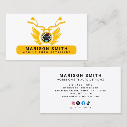 自動詳細、自動修復ロゴブラックブシン 名刺 (正面/裏面)