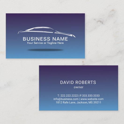 自動詳車の細自動修理エレガント青 名刺 (正面/裏面)