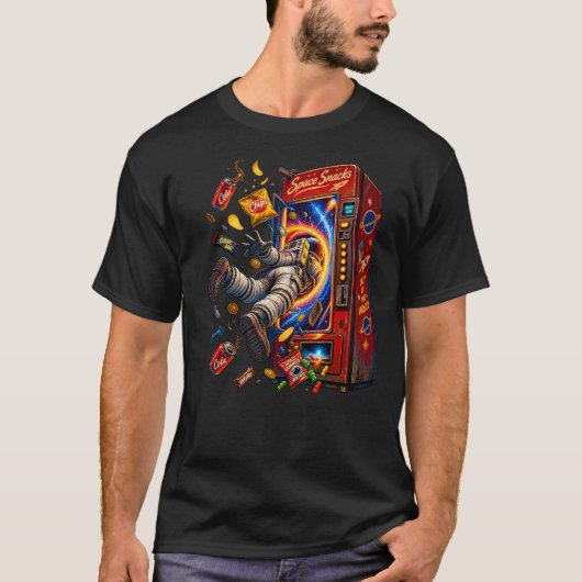 自動販売機に吸い込まれる宇宙飛行士 Tシャツ (正面)