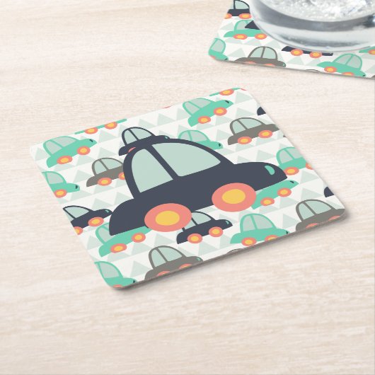 自動車とその他の自動車 スクエアペーパーコースター (アングル)