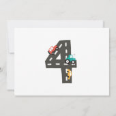 自動車とトラックのシティ・トランスポーテーション 4歳の誕生日 招待状 (裏面)