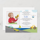 自動車とトラックのバプテスマ招待状 招待状 (正面/裏面)