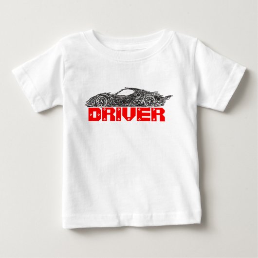 自動車とドライバー ベビーTシャツ (正面)