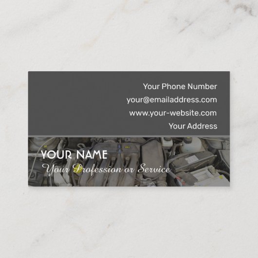 自動車のチューニング専門家とレースプロフェッショナル 名刺 (裏面)