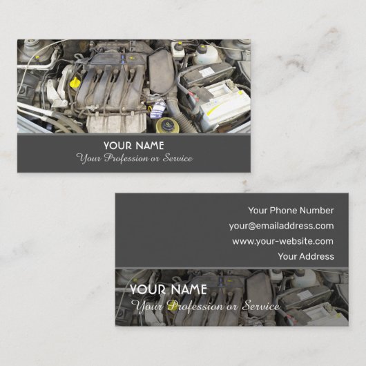 自動車のチューニング専門家とレースプロフェッショナル  名刺 (正面/裏面)