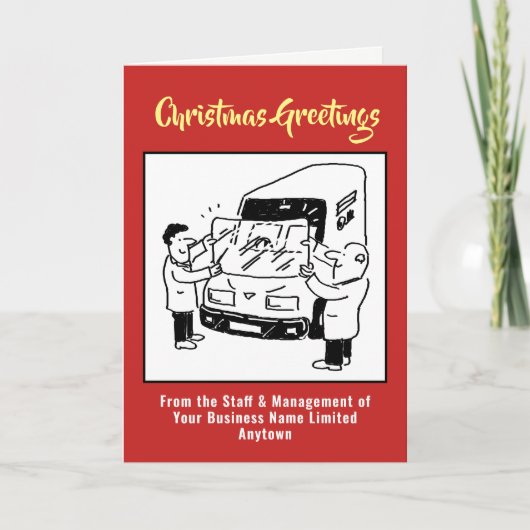 自動車のフロントガラス交換クリスマスカード シーズンカード (正面)