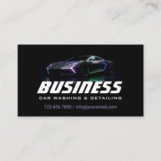 自動車のモダン洗車の詳細を自動 名刺 (正面)