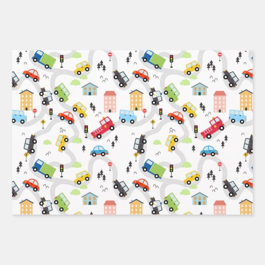 自動車のラッピングペーパー、子供の誕生日ギフト包装紙 ラッピングペーパーシート (正面)