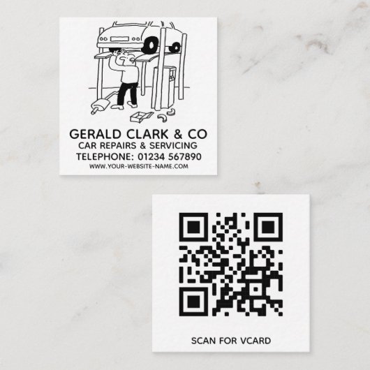 自動車の修理と修理 スクエア名刺 (正面/裏面)