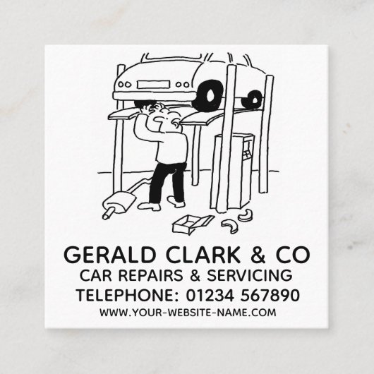 自動車の修理と修理 スクエア名刺 (正面)