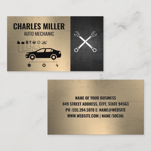 自動車の図表 | レンチ | 整備士 名刺 (正面/裏面)