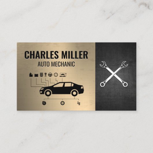 自動車の図表 | レンチ | 整備士 名刺 (正面)