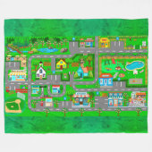 自動車の市街道路 フリースブランケット (正面(横))