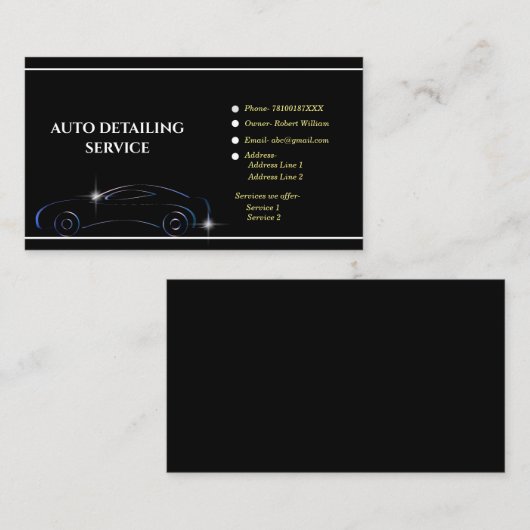 自動車の洗浄クリーニングの詳細を自動 名刺 (正面/裏面)