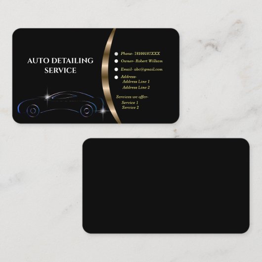 自動車の清掃用ロゴの詳細を自動で表示 名刺 (正面/裏面)