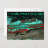 自動車の衝突後のカード ポストカード (正面/裏面)