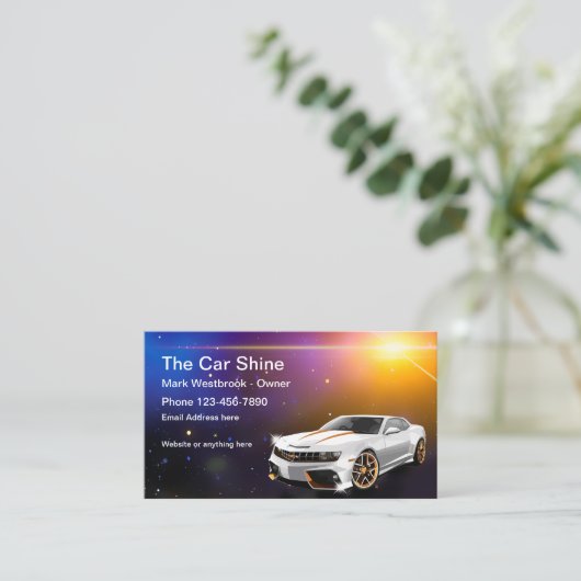 自動車の詳細と自動ウィンドウの色付け 名刺 (スタンド正面)