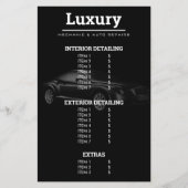 自動車の詳細クリーニング修理洗浄価格表 チラシ (正面)