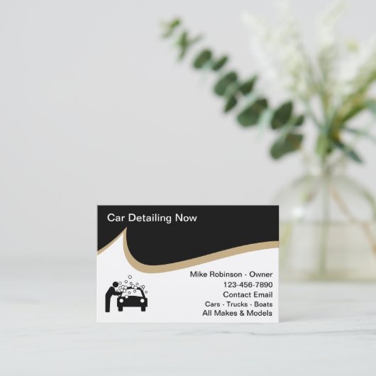 自動車の詳細及び洗車 名刺 (スタンド正面)