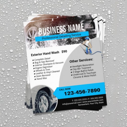 自動車の詳細洗浄 高圧洗浄機 プロの清掃 チラシ