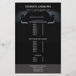 自動車の詳細清掃修理価格リスト チラシ