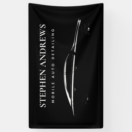 自動車の詳細清掃 自動車修理 ロゴ 横断幕 (縦)