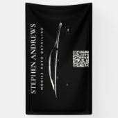 自動車の詳細清掃 自動車修理 ロゴ QRコード 横断幕 (縦)