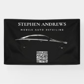 自動車の詳細清掃 自動車修理 ロゴ QRコード 横断幕 (横)