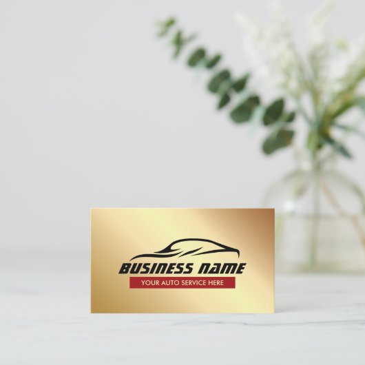 自動車の詳細自動車修理モダン金ゴールド 名刺 (スタンド正面)