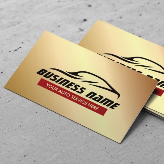 自動車の詳細自動車修理モダン金ゴールド 名刺