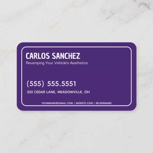 自動車の詳細 名刺 (裏面)