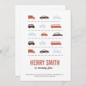 自動車の誕生日パーティーへの招待 招待状 (正面/裏面)