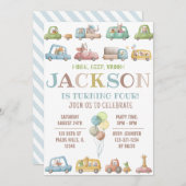 自動車の誕生日招待状 トラックカード 招待状 (正面/裏面)