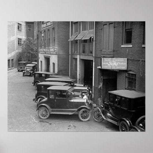 自動車の販売とサービス 1926年 昔の写真 ポスター (正面)