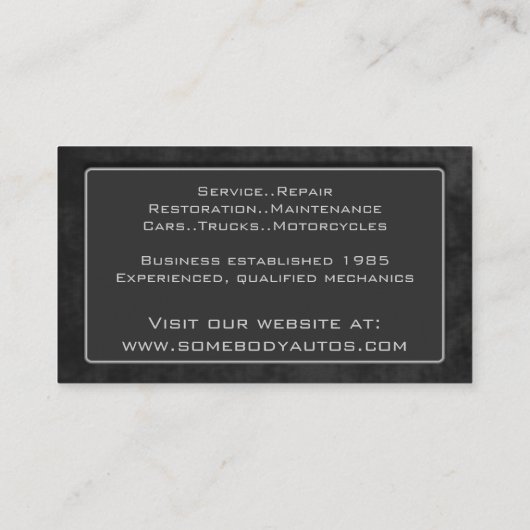 自動車の貿易名刺のテンプレート16 名刺 (裏面)