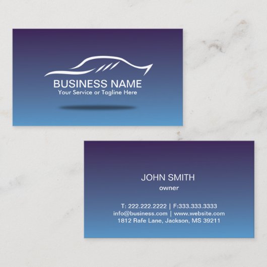 自動車の車修理レンタルエレガント青 名刺 (正面/裏面)