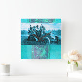 自動車を運転するアパッチとジェロニモ スクエア壁時計 (ホーム)