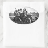 自動車を運転するアパッチとジェロニモ 楕円形シール (バッグ)