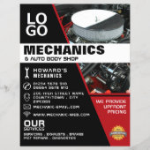 自動車エンジン、自動車整備士&修理広告ズ チラシ (正面)