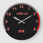 自動車ガレージ用レッドカー整備士時計 ラージ壁時計 (正面)