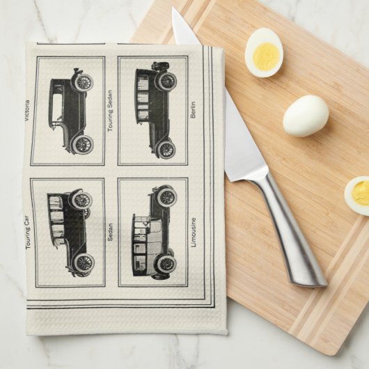 自動車クラシックチャートヴィンテージ収集家 キッチンタオル (四つ折り)