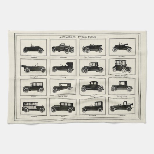 自動車クラシックチャートヴィンテージ収集家 キッチンタオル (横)