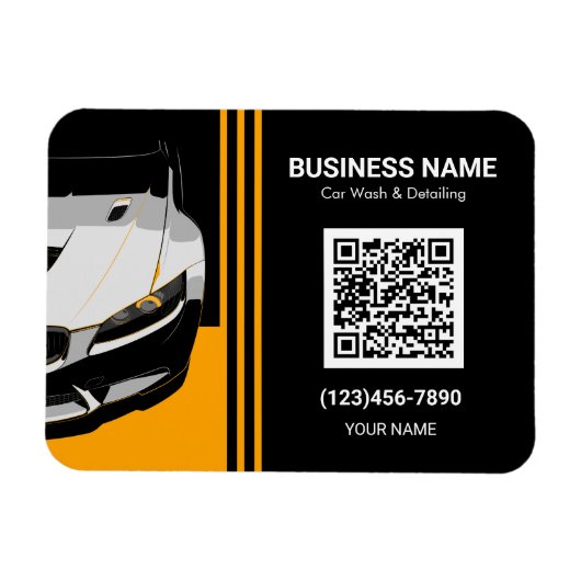 自動車コーティング&洗車QRコード マグネット (横)